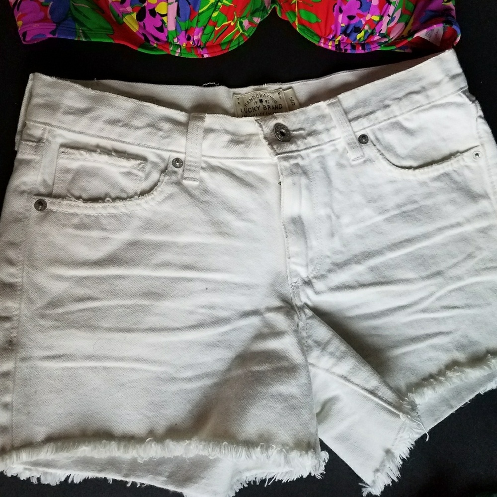 Lucky Brand Distressed White Denim Shorts